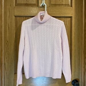 Charter Club Cashmere Pale Pink Turtleneck Cable Knit Sweater. Medium